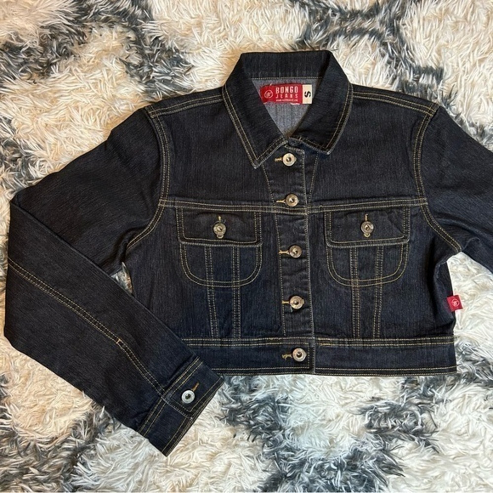 Bongo Jeans Cropped Dark Wash Denim Jacket